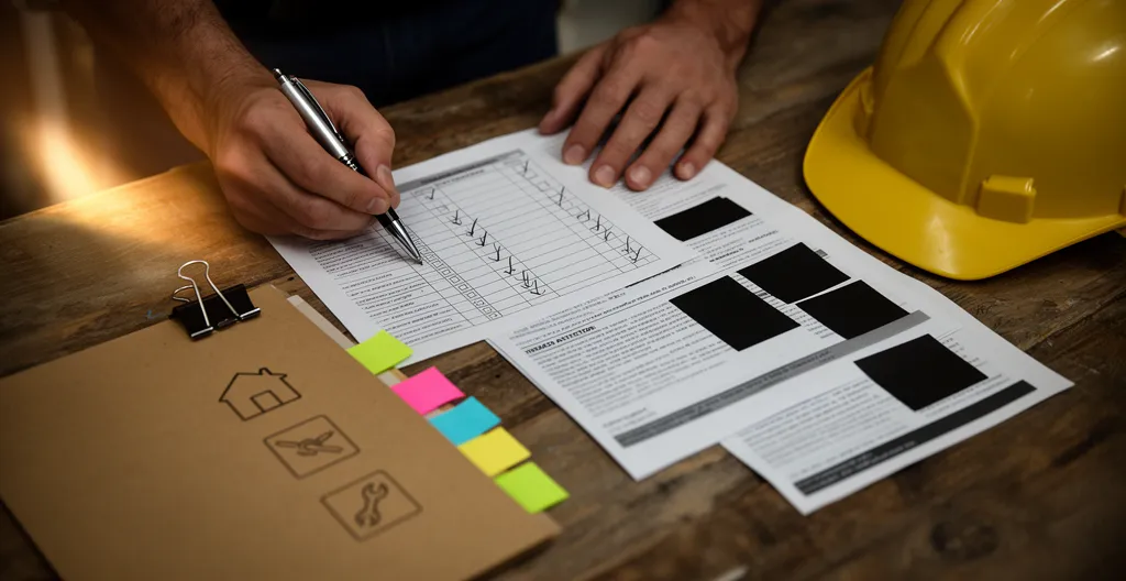 Électricien et client vérifient attestations d'assurance et liste de contrôle avant signature